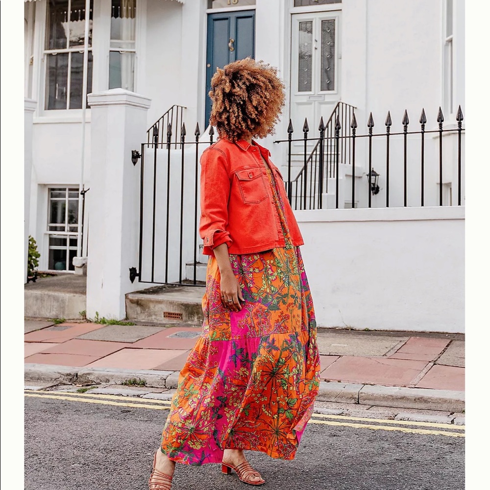 Roopa Pemmaraju for Anthropologie Anisa Bright Floral Cotton Maxi Dress XXS NWT
